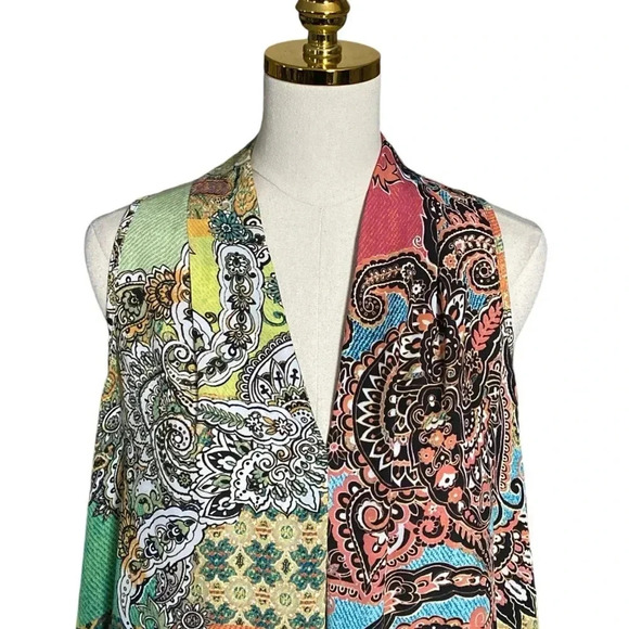 SPENSE | Women’s Boho Colorful Sharkbite Hem Paisley Print Patchwork Size M - Picture 6 of 8